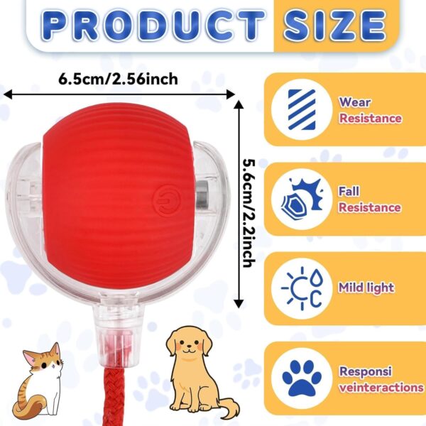 Wallinstik Interactive Cat Toy – Cat Toys for Indoor Cats Smart Silicone Rolling Dancing Ball with Tail,Bird Sound,Obstacle Avoidance and Motion Activated,Kitten Puzzle Toys Adult Cats & Dogs (Red)
