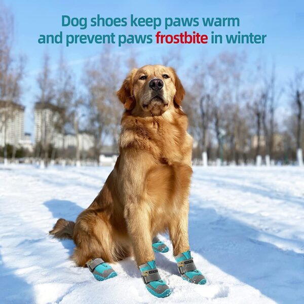 KUTKUT Dog Boots for Hardwood Floor | Breathable Shoes | Booties With Reflective and Skid-Proof | Outdoor Paw Protectors With Rubber Soles for Hiking and Running
