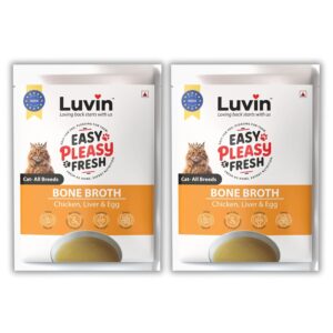 Luvin Chicken Bone Broth for Cats | No Added Colors, Flavors or Preservatives | Human Grade, Supports Joint Health and Good Gut Health - 80ml (Pack of 2)