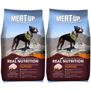 Meat Up Puppy Chicken Flavour Dry Dog Food, 1.2 kg (Buy 1 Get 1 Free)