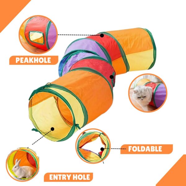 FAB TECH Kid Cat Toys Cat Tunnel Kitty Puppy Toys for Puzzle Exercising Collapsible Pet Tube Play Toy Indoor Outdoor Hiding Training Toy (2 Way) (Tunnel)