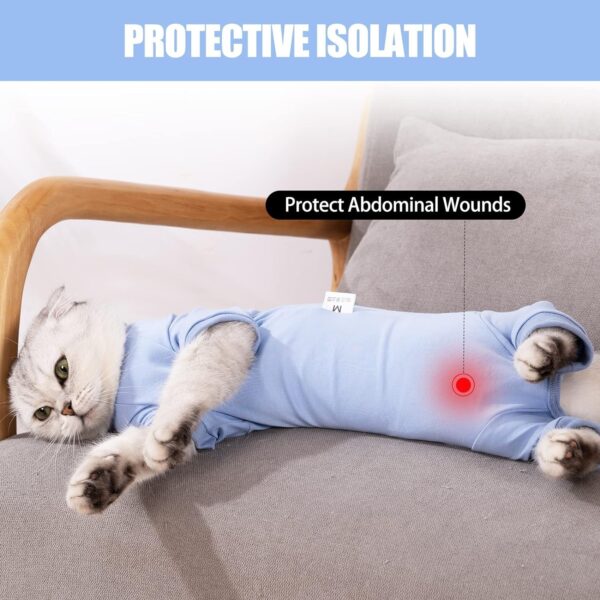 KUTKUT cotton Cat Recovery Suit-Kitten Onesie for Cats After Surgery,Cone of Shame Alternative Surgical Spay Suit for Female Cat,Post-Surgery or Skin Diseases Protection (M,Chest: 38cm-42cm),1 count