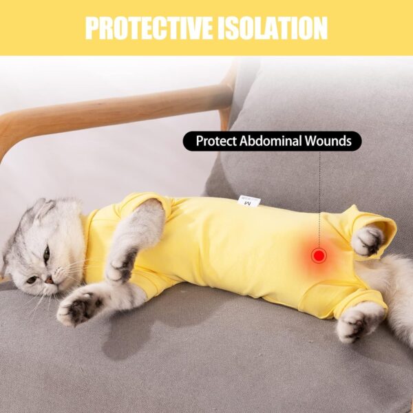 KUTKUT cotton Kitten Recovery Suit for Abdominal Wounds & Skin Diseases,Breathable Surgical Recovery Shirt After E-Collar Alternative for Small Kitten(SIZE:XS, Chest:28-32cm, 1 count)