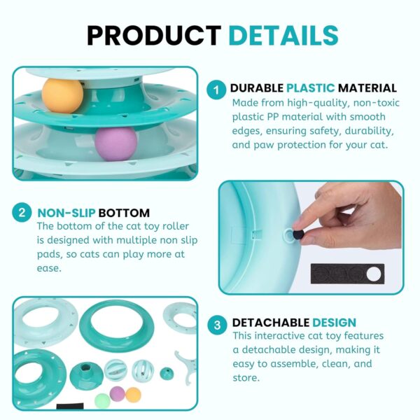 Foodie Puppies Interactive Tower of Tracks Toy for Cats and Kittens (3 Layer Feather Toy) Game Entertainment Circular Training Amusement Plate with Colorful Balls for Cats & Kittens