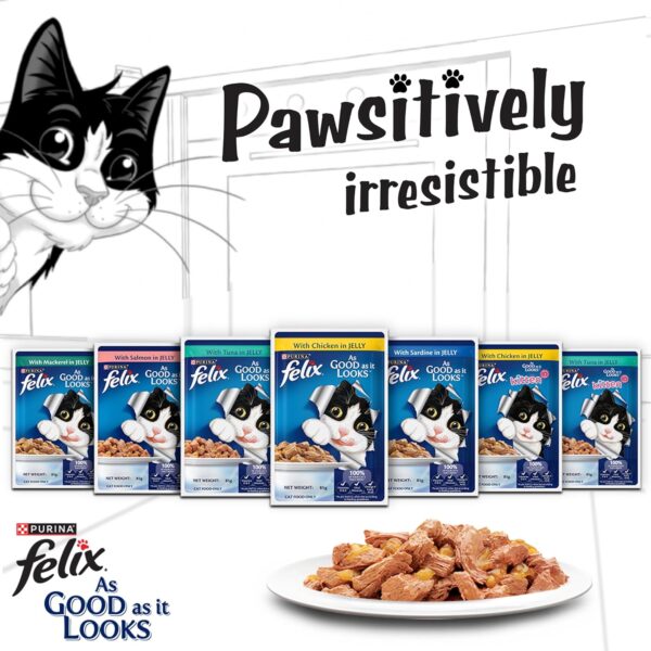 Purina Felix with Chicken in Jelly | Wet Food for Adults | Complete and Balanced Kitten Food, Pack of 12 Pouches (12 x 85 g)