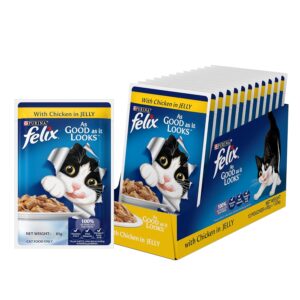 Purina Felix with Chicken in Jelly | Wet Food for Adults | Complete and Balanced Kitten Food, Pack of 12 Pouches (12 x 85 g)