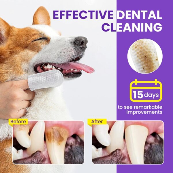 BuddyCheer Dog Teeth Cleaning Wipes, Pet Dental Finger Wipes for Dogs, No-Rinse Finger Toothbrush Wipes to Reduce Plaque & Tartar, Disposable Dental Wipes & Freshen Breath for Dogs & Cats – 50 Count