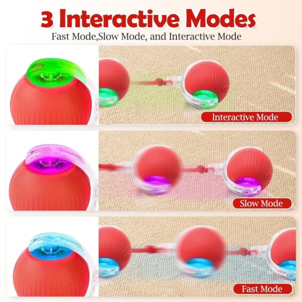Flexi Madhav Interactive Cat Toy – Cat Toys for Indoor Cats Smart Silicone Rolling Ball with Tail,Bird Sound,Obstacle Avoidance and Motion Activated,Kitten Puzzle Toys (Red)