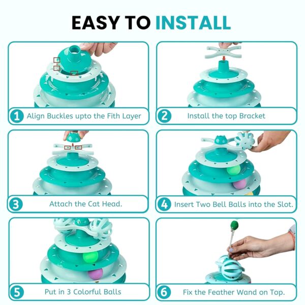 Foodie Puppies Interactive Tower of Tracks Toy for Cats and Kittens (3 Layer Feather Toy) Game Entertainment Circular Training Amusement Plate with Colorful Balls for Cats & Kittens