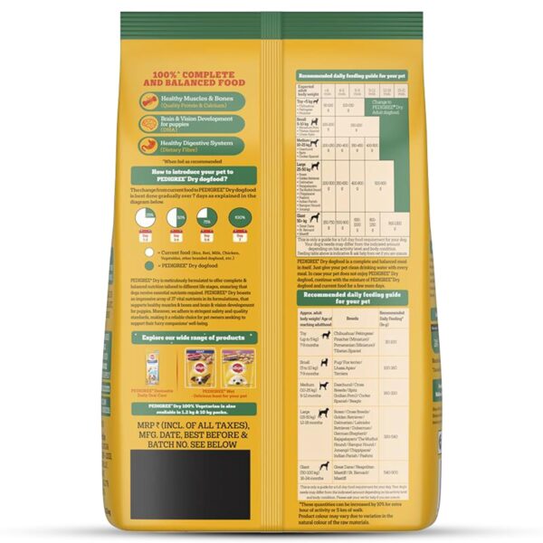 Pedigree Adult & Puppy Dry Dog Food, 100% Vegetarian, 2.8 kg, Contains 37 Essential Nutrients, 100% Complete & Balanced Food for Adult Dogs