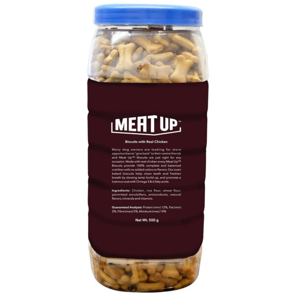 Meat Up Mutton Flavour, Real Chicken Biscuit For Dog of All Life Stages, 500g (Buy 1 Get 1 Free)