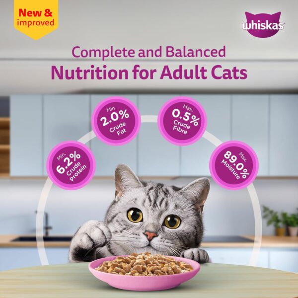 Whiskas Wet Food for Adult Cats (1+Years), Salmon in Gravy Flavour, 14 Pouches (14 x 80g)