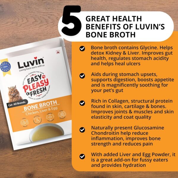 Luvin Chicken Bone Broth for Cats | No Added Colors, Flavors or Preservatives | Human Grade, Supports Joint Health and Good Gut Health – 80ml (Pack of 2)