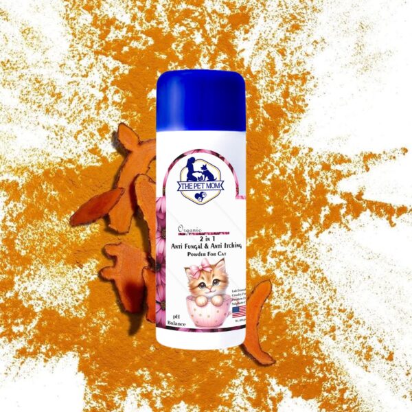 The Pet Mom 2-in-1 Antifungal & Anti-Itching Powder for Cat, Kitten | Helps in Itchy, Irritation & Fungal Infections | Keeps Skin Dry & Natural Fragrance | Cat Skin Care Powder for All Breed – 100gm