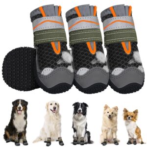 RETOLIT Dog Shoes Paw Protector - Comfortable Adjustable Non-Slip Small Medium Large Dog Boots for Injured Paws, Reflective Summer Dog Walking Shoes for Shih Tzu Labrador Adult Golden Retriever(size8)