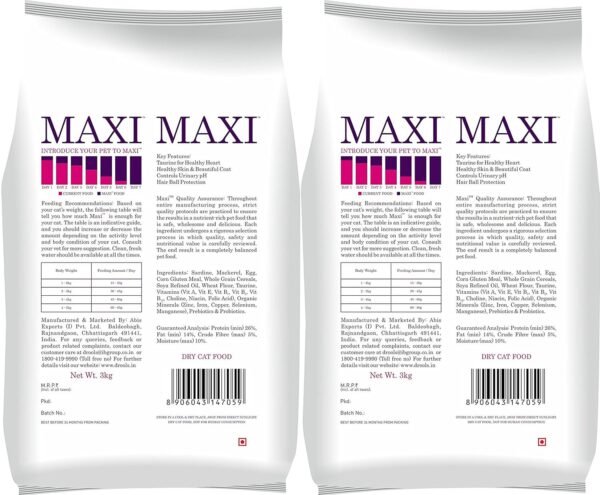 Maxi Persian Adult(+1 year) Dry Cat Food, Ocean Fish, 3kg (BUY 1 GET 1 FREE)