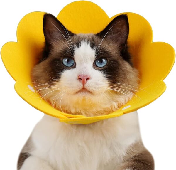Pets Empire Adjustable Flower Shape Cat Cone Collar – Lightweight Recovery Collar for Small Pets After Surgery: Puppies, Kittens, Dogs, Cats – Soft, Comfortable Design Size – S (Yellow) Pack of 2