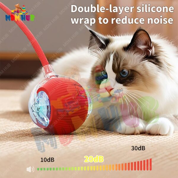 MDM HUB Interactive Cat Ball Toy with Rope Tail, Smart Rolling Ball for Indoor Cats and Dogs (Multicolor)