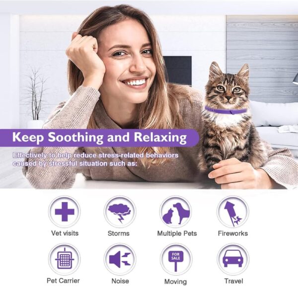 Taily Tails Cat Calming Collar – Pheromone Calming Collar for Cat Anxiety Relief – 60-Day Long-Lasting Waterproof & Adjustable – Stress & Behavior Control