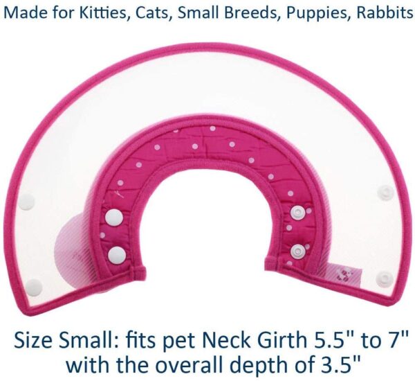 Pets Empire Pet Plastic Clear Cone Recovery E-Collar with Dots Design Soft Edge for Small Dogs & Cats (Pink)