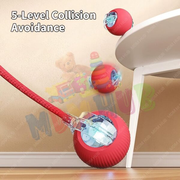 MDM HUB Interactive Cat Ball Toy with Rope Tail, Smart Rolling Ball for Indoor Cats and Dogs (Multicolor)
