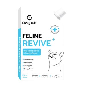 Goofy Tails Feline Revive+ (100Mlx3Pack) Rapid Rehydration Liquid, ORS for Cats, Recovery Diet Cat Supplement, Boosted with Amino Acids, Electrolytes, Prebiotics, Bone Broth and Collagen for Cats
