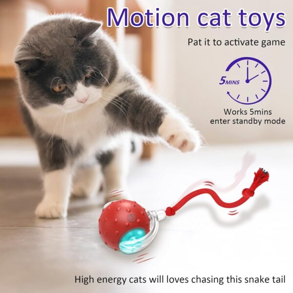 Agirav Tails Cat Toys,Agile Moving Cat Ball with Elastic Mesh Tail,Interactive Cat Toys for Indoor Cats,Motion Activated,Ultra-Fast Kitten Toys