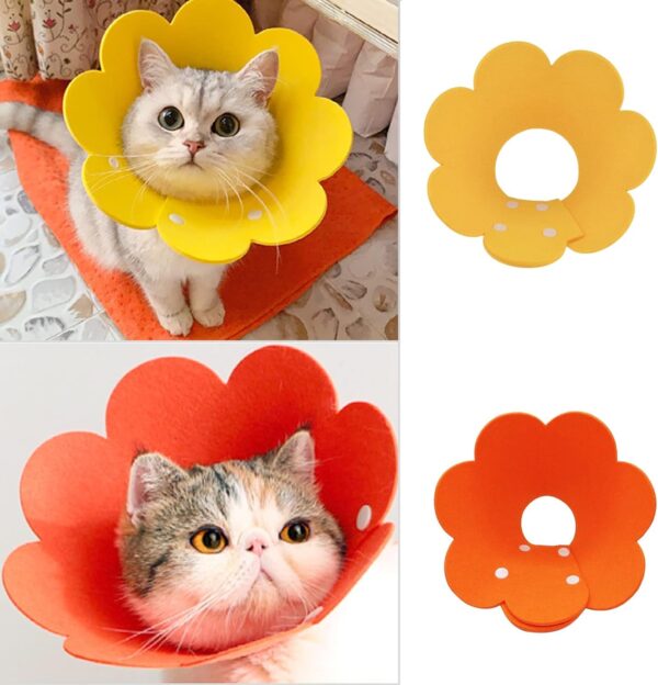 Pets Empire Adjustable Flower Shape Cat Cone Collar – Lightweight Recovery Collar for Small Pets After Surgery: Puppies, Kittens, Dogs, Cats – Soft, Comfortable Design Size – S (Yellow) Pack of 2