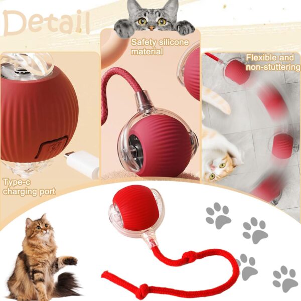 Agirav Tails Cat Toys,Agile Moving Cat Ball with Elastic Mesh Tail,Interactive Cat Toys for Indoor Cats,Motion Activated,Ultra-Fast Kitten Toys