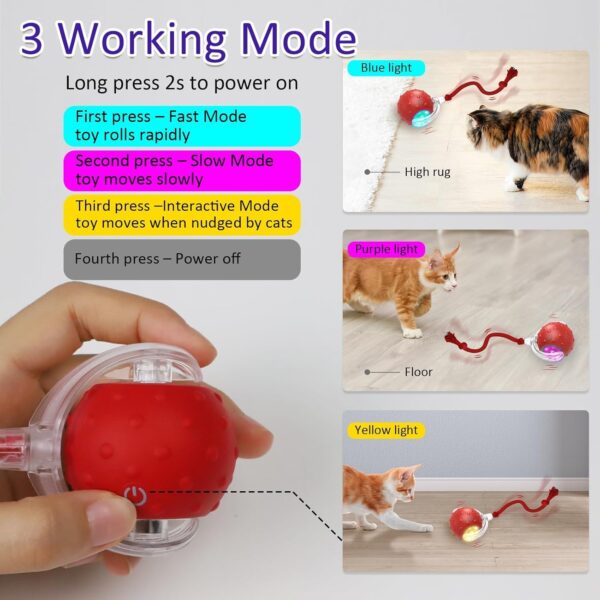 Agirav Tails Cat Toys,Agile Moving Cat Ball with Elastic Mesh Tail,Interactive Cat Toys for Indoor Cats,Motion Activated,Ultra-Fast Kitten Toys
