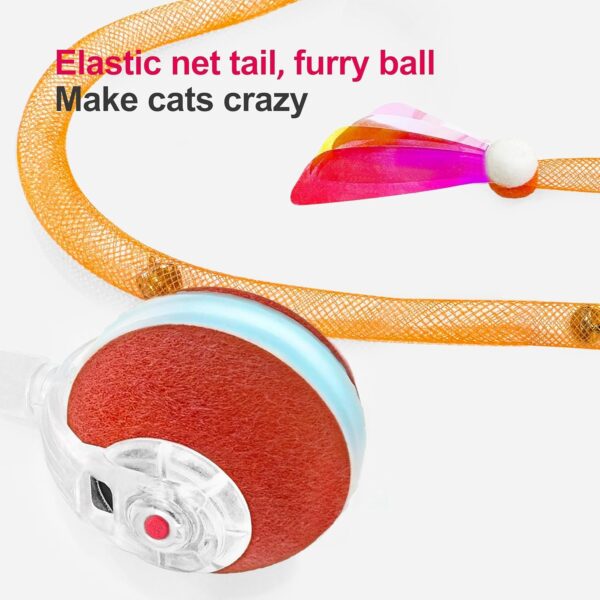 Agirav Tails Cat Toys,Agile Moving Cat Ball with Elastic Mesh Tail,Interactive Cat Toys for Indoor Cats,Motion Activated,Ultra-Fast Kitten Toys