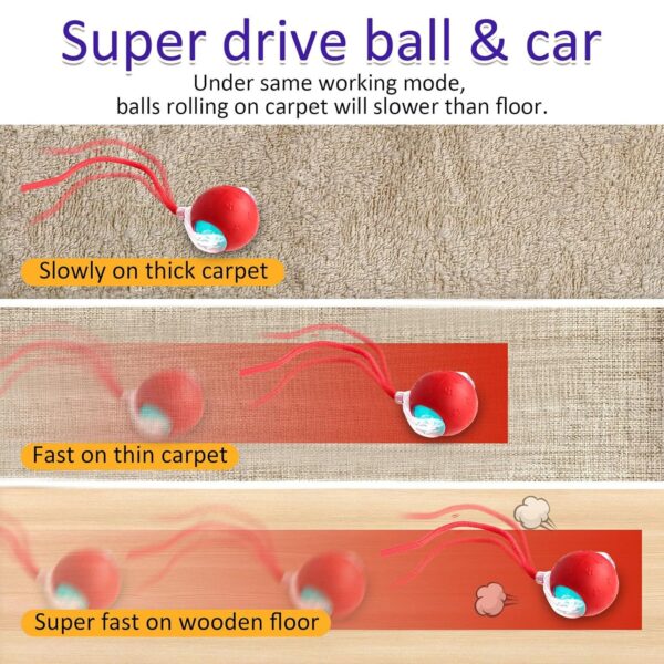 MDM HUB Interactive Cat Ball Toy with Rope Tail, Smart Rolling Ball for Indoor Cats and Dogs (Multicolor)