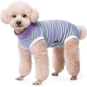 PETANGEL Small Dogs Cat Recovery Suit Post Surgery Striped Shirt for Female and Male Dog, E-Collar Alternative Wound Protective Anti-Licking Clothes for Small Dogs (Size: M, Chest: 41cm)