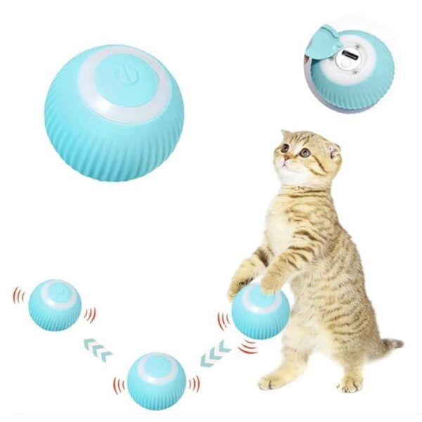TAMQUSAK Smart LED 360 Cat Toy Ball, Interactive Rechargeable Rotating Ball with LED Automatic Rotating Smart Obstacle Avoiding Chasing (Multicolor)(Pack of 1) (Multi)