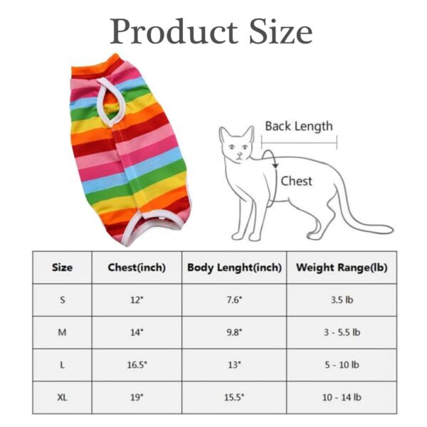 ZIBUYU Dog and Cat Summer Vest Dress XL, Rainbow Stripe(Chest 40cm Length 35 cm) Recovery Suit, Comfortable Pet Clothing, Stylish Protector for Surgery, Outdoor, Easy Fit, 1 Pc