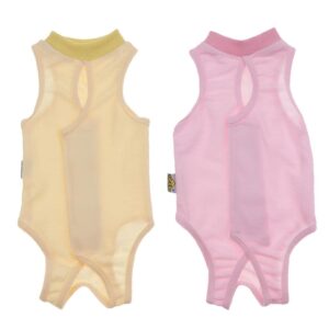CALANDIS 2Pcs After Shaving Recovery Suit for Cat Dog Pink & Yellow L | Cat Supplies