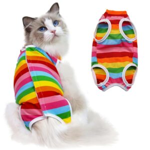 ZIBUYU Dog and Cat Summer Vest Dress XL, Rainbow Stripe(Chest 40cm Length 35 cm) Recovery Suit, Comfortable Pet Clothing, Stylish Protector for Surgery, Outdoor, Easy Fit, 1 Pc
