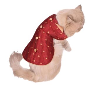 Vastramay Dogs' Maroon and Gold Silk Blend Ethnic Jacket | Banarasi Brocade Woven Jacquard Vest/Ethnic Jacket with Golden Piping for Dogs