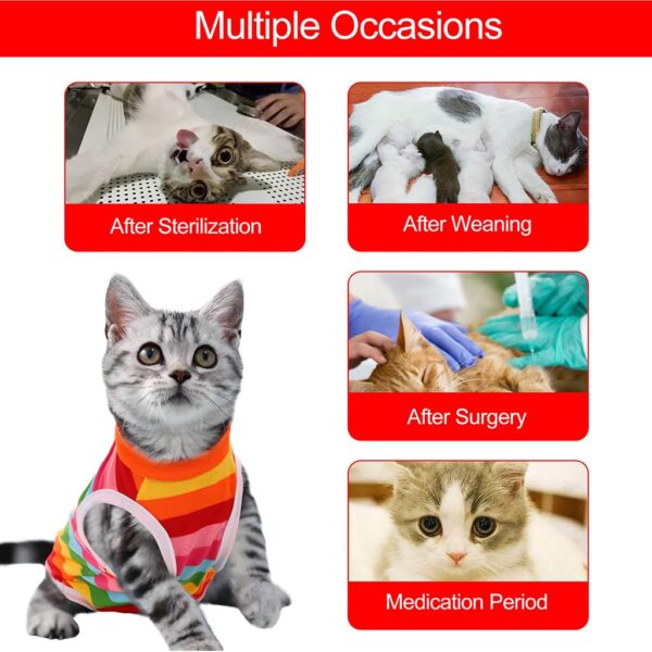 ZIBUYU Dog and Cat Summer Vest Dress XL, Rainbow Stripe(Chest 40cm Length 35 cm) Recovery Suit, Comfortable Pet Clothing, Stylish Protector for Surgery, Outdoor, Easy Fit, 1 Pc