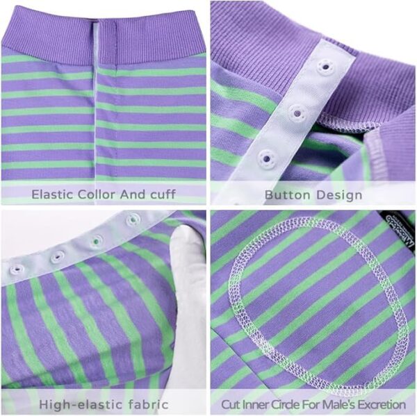 PETANGEL Small Dogs Cat Recovery Suit Post Surgery Striped Shirt for Female and Male Dog, E-Collar Alternative Wound Protective Anti-Licking Clothes for Small Dogs (Size: M, Chest: 41cm)