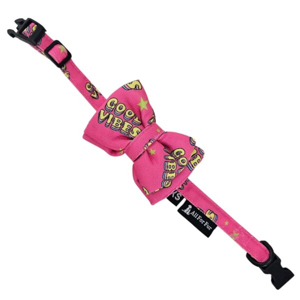 All For Fur Cat & Puppy Bow Tie (XS) | Adjustable Collar Strap | D-Ring for Leash Attachment | Bowtie with Collar | Luxury Dog Accessories | Bow for Cats & Pups | Good Vibes