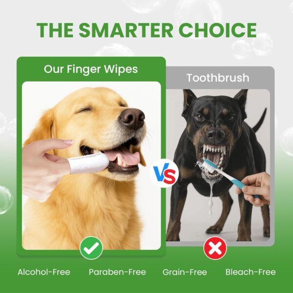 BuddyCheer Dog Teeth Cleaning Wipes, Pet Dental Finger Wipes for Dogs’ Teeth, Dog Finger Toothbrush Wipes to Reduce Tartar Buildup, Freshen Breath Disposable Dental Wipes for Dogs- Mint- 50 Count