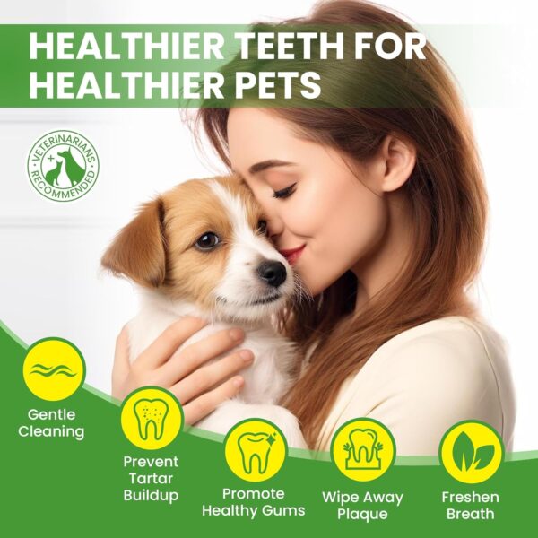 BuddyCheer Dog Teeth Cleaning Wipes, Pet Dental Finger Wipes for Dogs’ Teeth, Dog Finger Toothbrush Wipes to Reduce Tartar Buildup, Freshen Breath Disposable Dental Wipes for Dogs- Mint- 50 Count