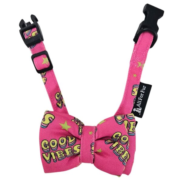 All For Fur Cat & Puppy Bow Tie (XS) | Adjustable Collar Strap | D-Ring for Leash Attachment | Bowtie with Collar | Luxury Dog Accessories | Bow for Cats & Pups | Good Vibes
