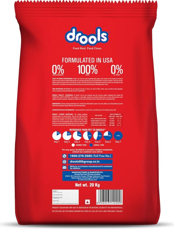 Drools Optimum Performance Adult Dry Dog Food, Chicken Flavour, 20 KG