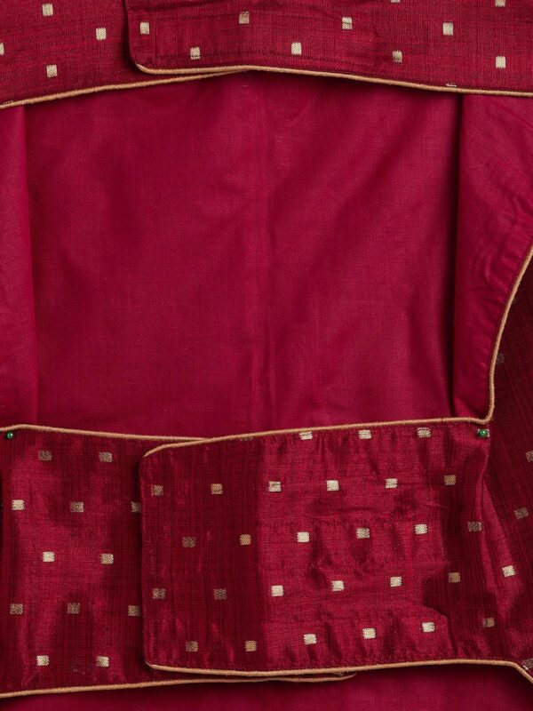 Vastramay Dogs’ Maroon and Gold Silk Blend Ethnic Jacket | Banarasi Brocade Woven Jacquard Vest/Ethnic Jacket with Golden Piping for Dogs