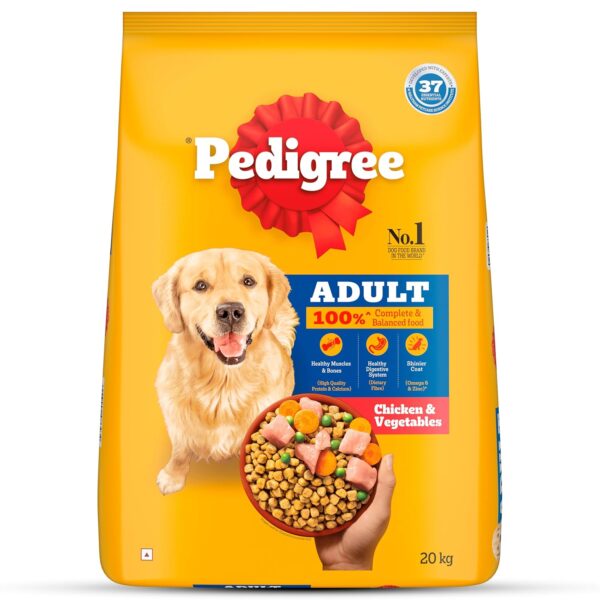 Pedigree Adult Dry Dog Food, Chicken & Vegetables, 20kg Pack
