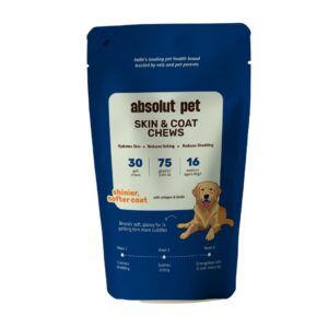 Absolut Pet Dog Supplement for Skin & Coat, Chews for Reduced Shedding, Healthy Skin & Glowing Coat with Omega, Collagen & Biotin (30 Chews)