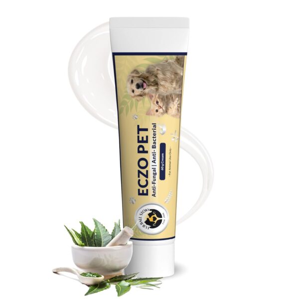 FUR BALL STORY Eczo Pet Ayurvedic Cream for Dogs & Cats 60g | Herbal Ointment with Neem & Bakuchi | Treats Fungal & Bacterial Infections, Itching, Ringworm, Eczema | Vet Recommeded