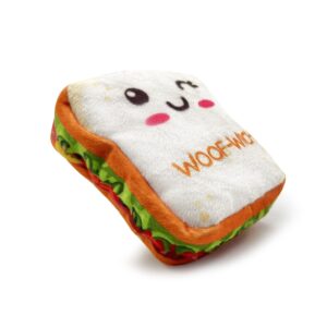 Goofy Tails Food Buddies Sandwich Plush Toy for Dogs and Puppies | Crinkle, Squeaky, Soft Pet Toy